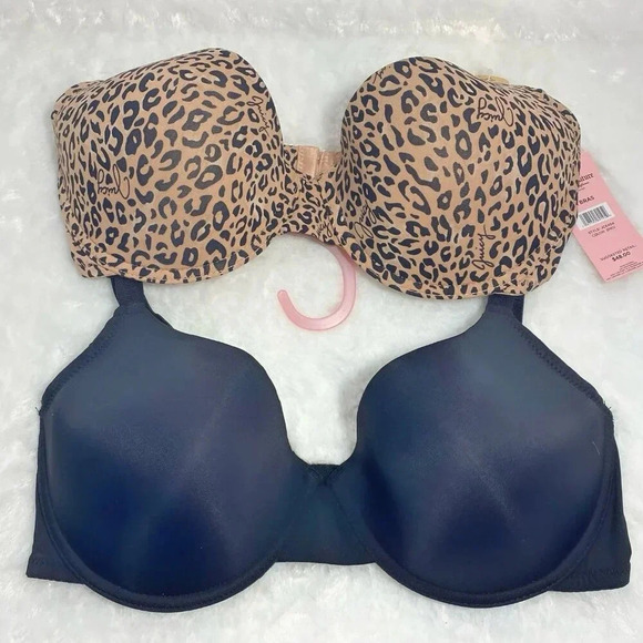 Juicy Couture Sexy Push-Up Leopard Print & Solid Black Bra Set NWT size 36D - Picture 6 of 8
